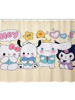 Cute Cartoon Pals Shower Curtain with 12 Matching Hooks Included 59" × 71"